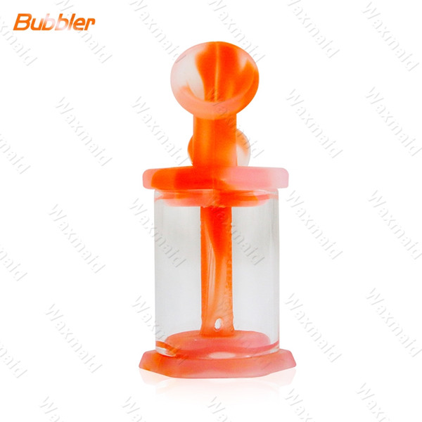 Bong Silicone Bongs Waxmaid Glass Bubbler Smoking Water Pipe 6 Colors Inner Perc Heady Dab Rig DHL Free Shipping