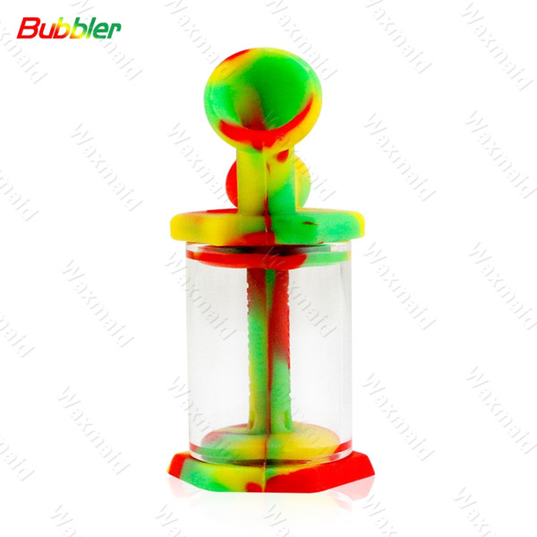 Bong Waxmaid Silicone Bubbler Smoking Water Pipe 6 Colors Inner Perc Heady Dab Rig DHL Free Shipping