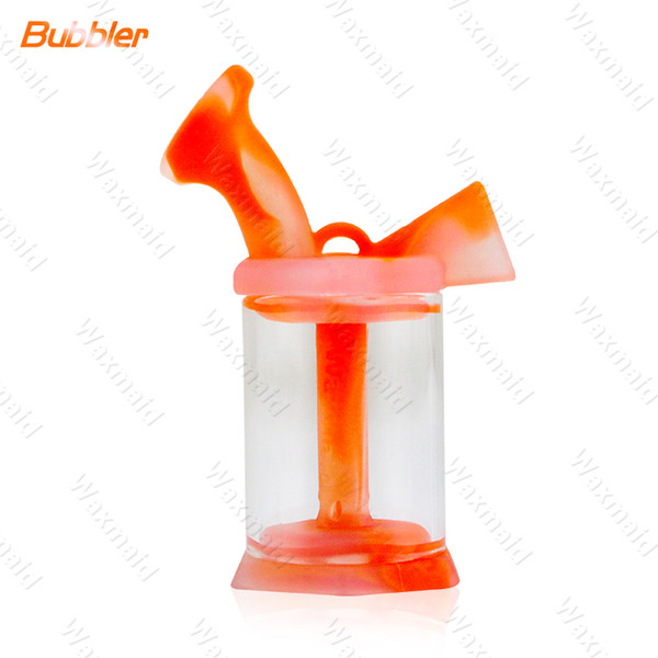 Glass Bubbler Silicone Bong Waxmaid New Glass Water Pipe 6 Colors Inner Perc Heady Water Pipe Free Shipping