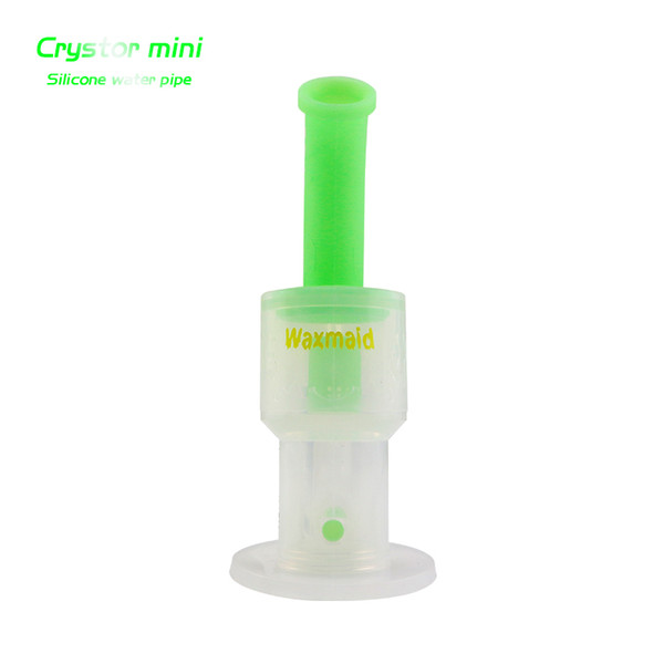 Glass Bong Silicone Water Pipe Waxmaid 6 colors inhale perc silicone dab rig 14mm Joint size glass bong water pipes