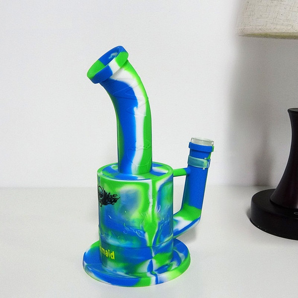 Bong Smoking Dab Rig Silicone Beaker Bong 6 colors Oil Rig With 14mm Female joint Adapter Factory Outlet DHL Free Shipping