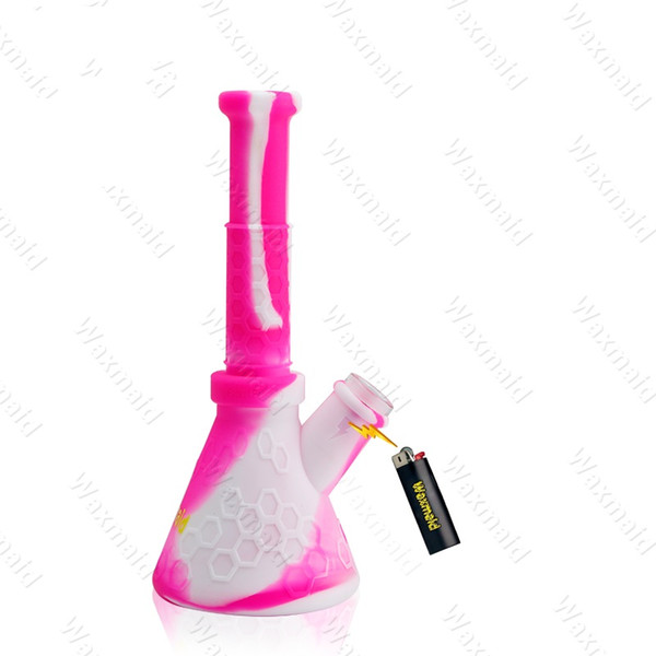 Glass Bong Silicone Dab Rig FDA Cheap Beaker Bong Waxmaid New Original Water Pipes For Wax Come With 14mm Joint Adapter Free Shipping