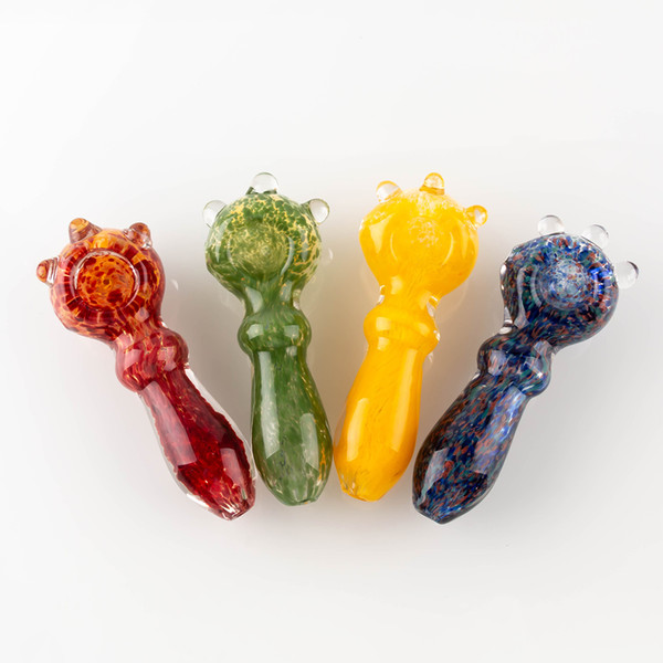 Hot sale Glass Hand pipe colorful glass pipes smoking tobacco pipes thick glass spoon pipe high quality wholesale in stock free shipping