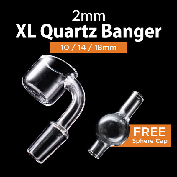 2mm thick club XL Quartz banger 25mm Free carb cap domeless nails 10mm 14mm 18mm male female 90 45 Degree Quartz Banger Nail