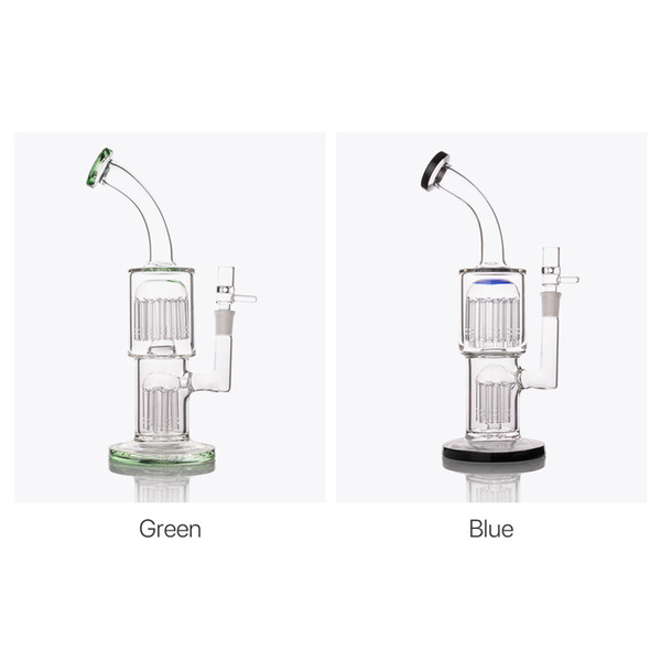 11 Inch Blue TORO Thick Glass Bong Heady Oil Rigs Glass Bongs Water Pipes Recycler Dab Vapor Burner 14mm female Joint with Bowl