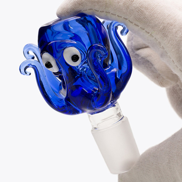 14mm 18mm Bowl Glass Octopus Style Thick Pyrex Glass Bowls with Colorful Blue Tobacco Herb Water Bong Bowl Piece for Smoking