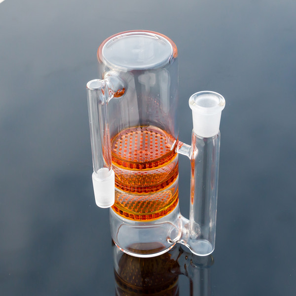 Wholesale Green clear brown Double Honeycombs Ash Catchers Percolator 14mm Male to Female For Water Bongs