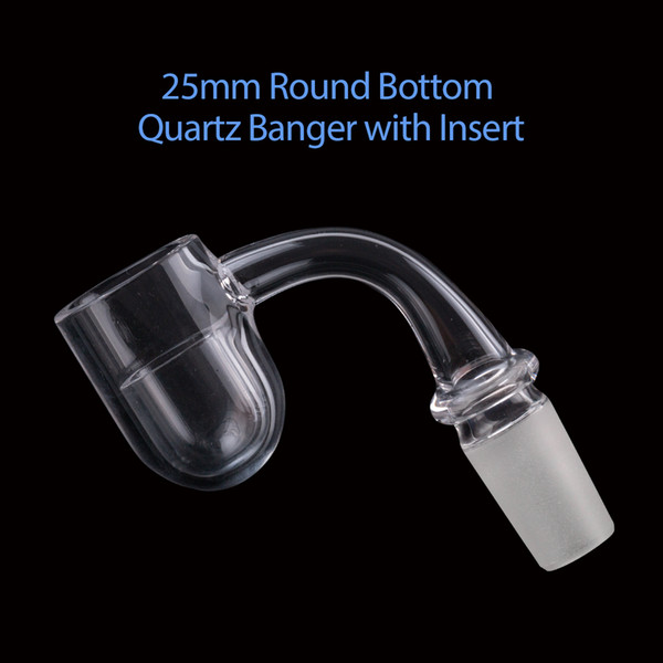 25mm 3mm Thick XL Quartz Beveled Banger Round Bottom Flat Top Roket Head Nail with Round insert Domeless Banger Nails for Water Pipes