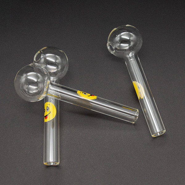 Cheap Glass Oil Burner Smoking Pipe 10cm Transparent Hand Blown Pipes Smoking Pipes Thick Pyrex Burner Herbal Oil Burner Spoon Hand Pipes