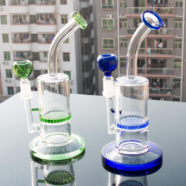 Honeycomb Bongs Glass Bong Dab Rigs 2 layer Water Pipes Straight Tube Bubbler Pipes Smoking Dabber Heady Oil Rigs 14mm bowl quartz banger