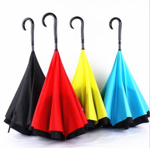 10 Colors Car Inverted Umbrellas Inside Out Reverse Umbrella C J Handle Self Stand Umbrella Windproof Rain Sun Umbrella Paraguas Umbrellas