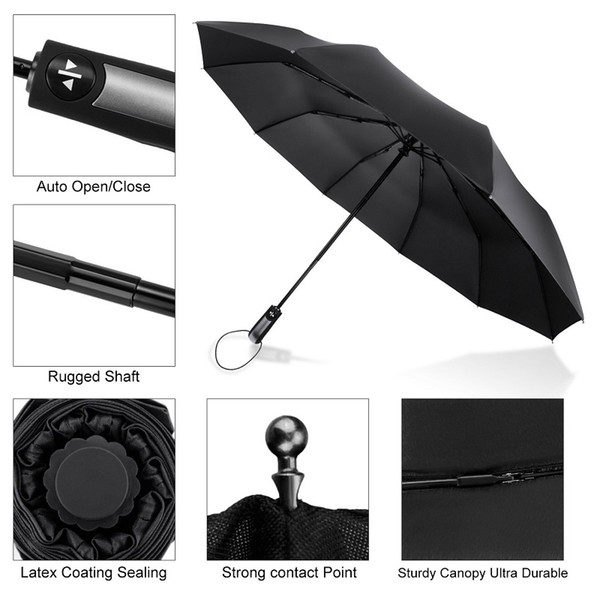 Free Fedex Automatic Umbrella Travel Beach Umbrellas Auto Open Close Anti-ultraviolet Umbrella Three Folding Umbrellas For Sunny Rainy Day