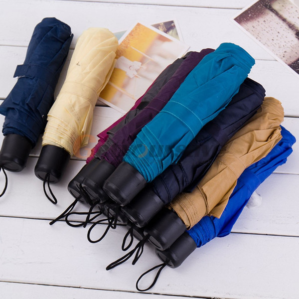 Portable Mini Anti-uv Folding Compact Rain Sun Umbrella 8K tri-folded umbrella