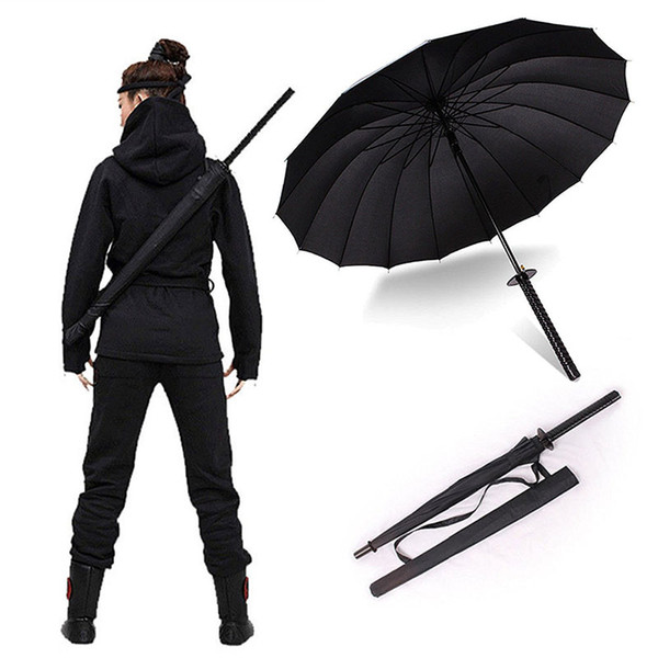 Japanese Umbrella Samurai Ninja Sword Katana Sunny Rainny Long-handle Umbrellas Men Windproof Semi-automatic Gift Free Shipping