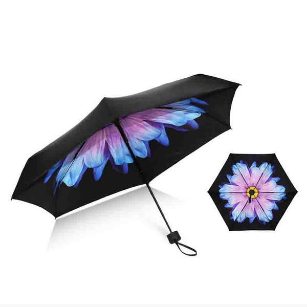 Flower Series Creative Three/Five Folding Umbrellas Manual Ultralight Mini Parachute Windproof Rain Sun Umbrella for Women