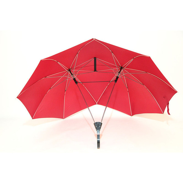 Creative Fashion Two-pole Couple Umbrella Pure Color Semi-automatic High-end Business Umbrella Double Top Conjoined