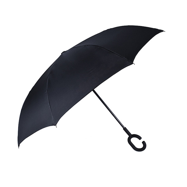 C-type Reverse Umbrella Creative Hands-free Double Pongee Rain Umbrella Inverted Windproof Rain Car Umbrellas