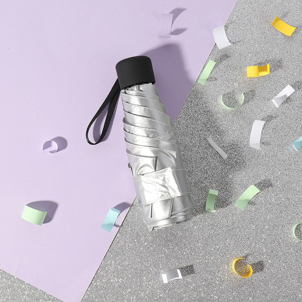 Silver Sunscreen Umbrella Anti-UV Umbrella Parasol Female Rain Parapluie Ultra Light Mini Compact Folding Sun