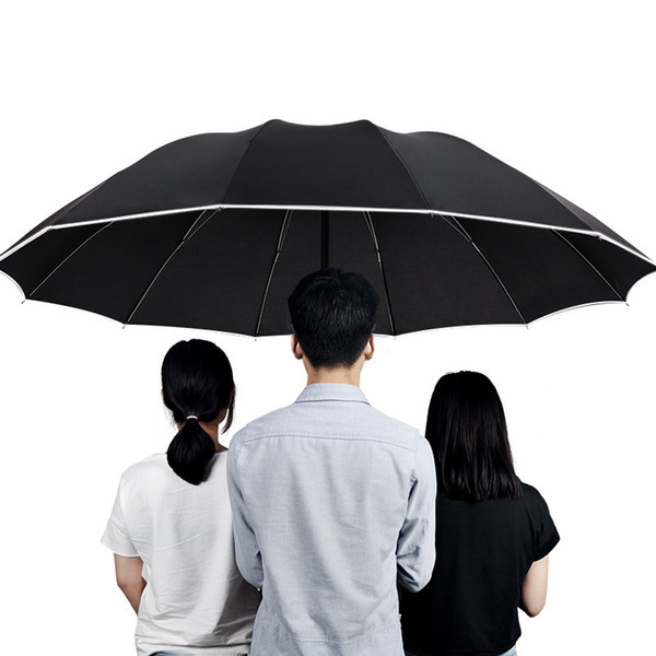 Large size folding umbrellas for family 12 Ribs windproof men rain umbrella business commercial big outdoor rain gear YT001