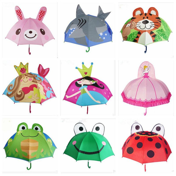 Lovely Cartoon Design Umbrella For Kids High Quality 3D Optional Function Umbrella Light For Rain Sun 47CM*8K 16 Styles CFYZ169