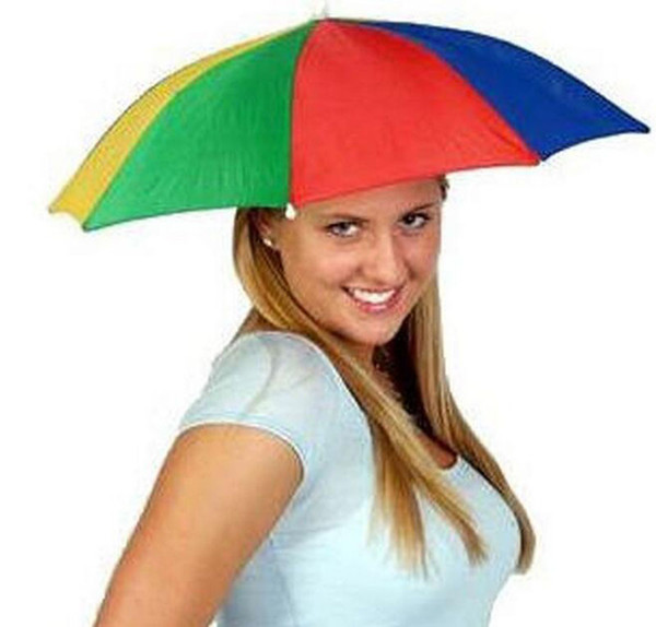 Wholesale 200pcs/lot head Umbrella Hat Cap Headwear Umbrella for Fishing Hiking Beach Camping Cap Head Hats Outdoor Sports