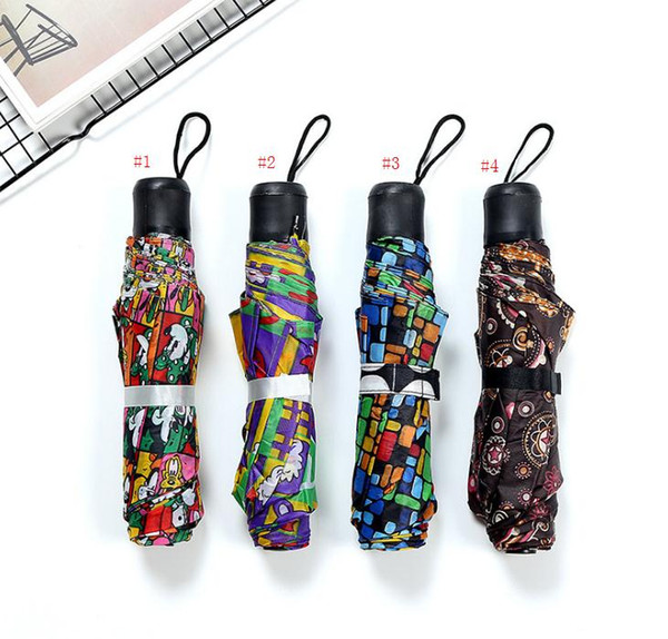 Lovers Flower Color Umbrellas Short Handles Triple Fold Umbrella Outdoors Hiking Rain Day Articles Hot Selling SN1046