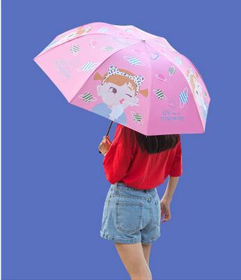 Cute cartoon vinyl umbrella anti-UV zero folding small black umbrella