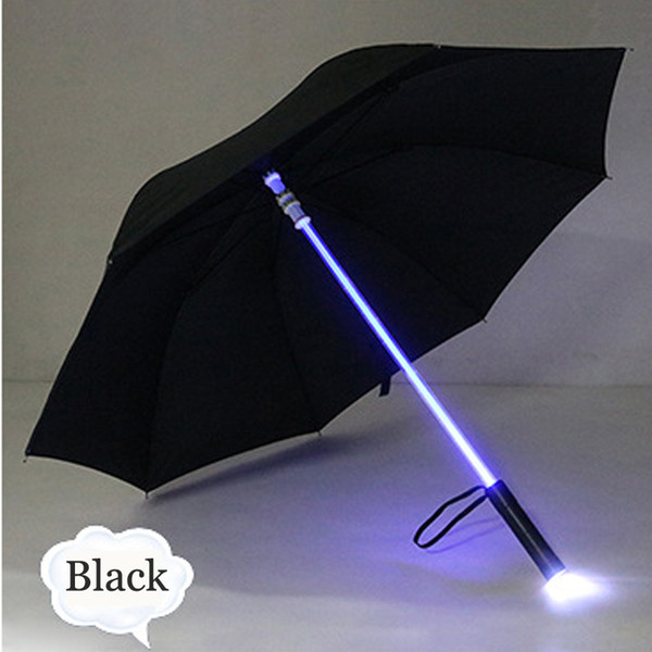 Hot 7 Colors Changing Color LED Luminous Black Umbrella Kids Women Umbrella with Flashlight Night lighting Sunny and rainy umbrella