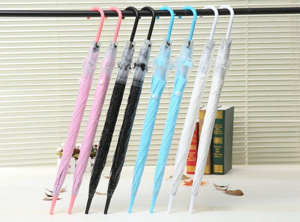 Transparent environmental protection Lace Umbrella lady Korean creative fashion lace umbrella straight rod umbrella 8 bone long handle