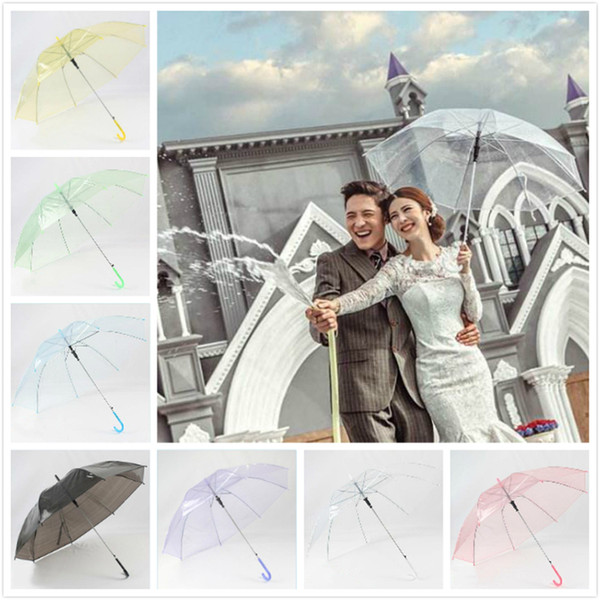 7 colors transparent umbrella PVC jell umbrella for wedding decoration dance performance long handle umbrellas photo props umbrella