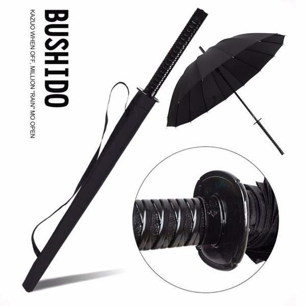 2018 New Creative Long Handle Large Windproof Samurai Sword Umbrella Japanese Ninja-like Sun Rain Straight Umbrella Manual Open