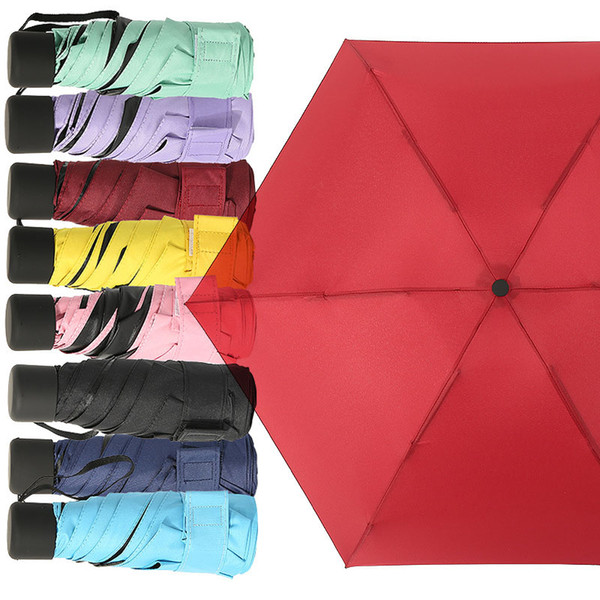 Mini Pocket Umbrella Portable Lightweight Women 5 Fold Windproof Rain Sunshade Umbrella Anti-UV Small Umbrellas Unisex for Travel 10 colors