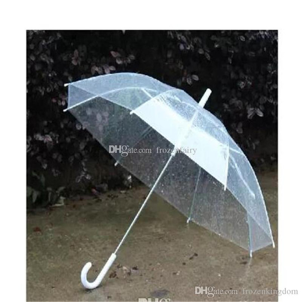 100pcs Free Shipping Large Clear Dome See Through Umbrella Handle Transparent Walking Brolly Ladies a79-a86