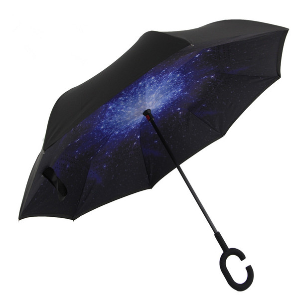 Windproof Reverse Closing Double Layer Inverted Umbrella and Inside Out Upside Down Rain Protection ultraviolet-proof Umbrella