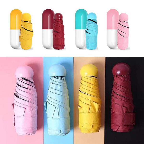 2018 Hot Capsule case Umbrella Ultra Light Mini Folding Umbrella Compact Pocket Umbrella Windproof Rain Sun Umbrellas No Package