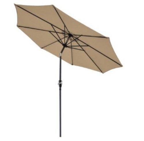 9FT 8Ribs Aluminum Patio Umbrella Market Sun Shade Steel Tilt W/ Crank Outdoor