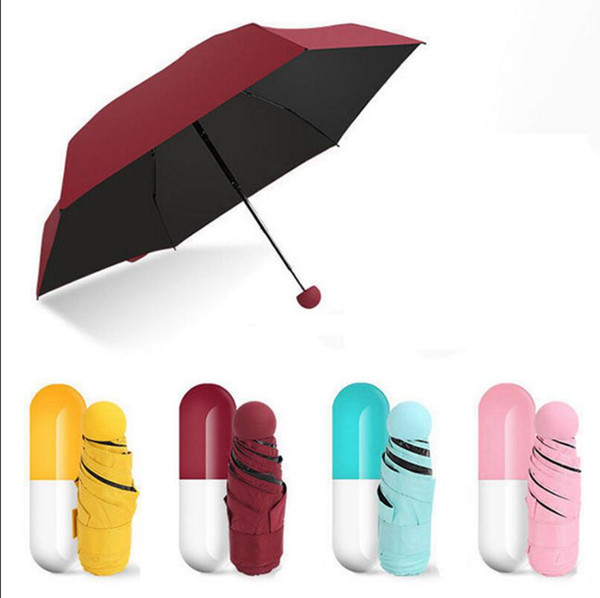 Capsule Case Umbrella Ultra Light Mini Folding Umbrella Compact Pocket Umbrella Windproof Rain Sun Umbrellas OOA2355