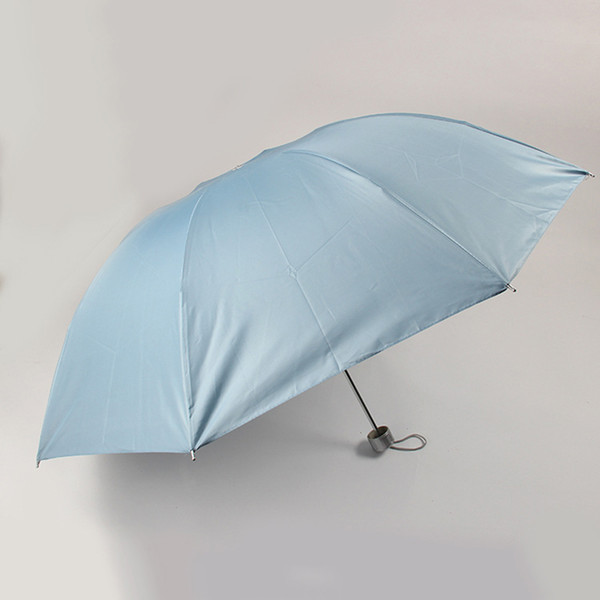 Wholesale-Daily UV Umbrella Folding Parasol Creative Solid Color Modern Simple Fold Down The Lever Silver Plastic Umbrella High Quality