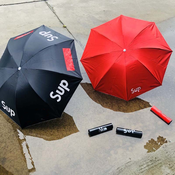 Folding Student Umbrella Sup Brand Male And Female Umbrellas Sunny Rain Sun Screen Dual Use Red Black 24fc C1