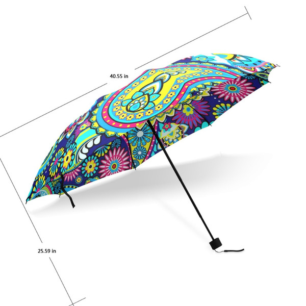 Custom Automotic Foldable Umbrella with Colorful Paisley Paern Umbrella Fashion Women Stylish Useful Umbrellas Good Gift