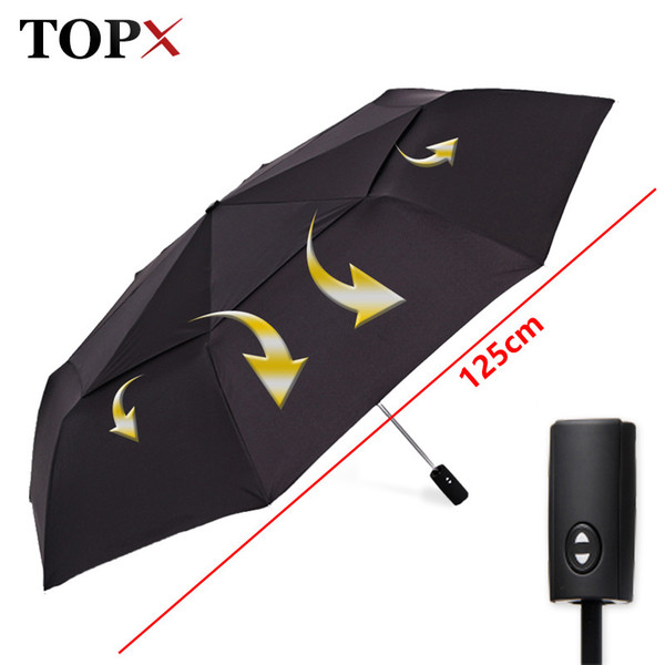 125cm Big Automatic Quality Double Layer Umbrella Rain Women 3Fold Windproof Large Outdoor Umbrella Men Woman Paraguas Parasol T200117