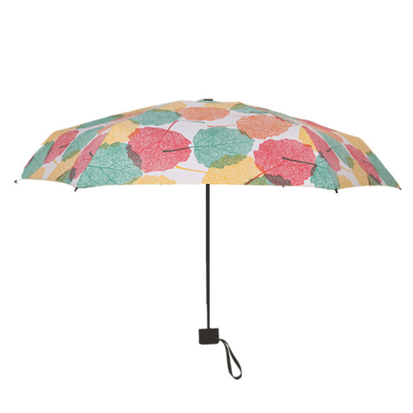 Five Fold Women Sun Umbrella Mini Pocket Flower Black Coating Parasol Women Small Outdoor UV Compact Rain Umbrella Light U5B209