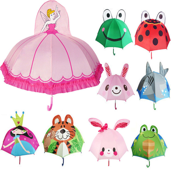 Lovely Cartoon Design Umbrella For Kids High Quality 3D Optional Function Umbrella Light For Rain Sun Home Umbrellas Free DHL WX9-692