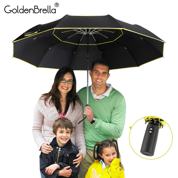 High Quality 120cm Fully-automatic Umbrella Men Rain Woman Double Layer 3 Folding Business Gift Umbrella Windproof Sun Umbrellas