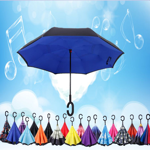 66 Colors Multipose Creative Folding Inverted Umbrellas With C & J Handle Double Layer Rainproof Windproof Umbrella For Car Beach YM001-046