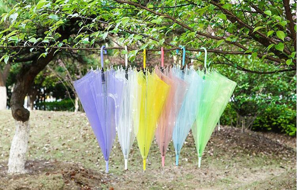 2017 Transparent Clear EVC Umbrella Dance Performance Long Handle Umbrellas Beach Wedding Colorful Umbrella for Men Women Kids Christmas