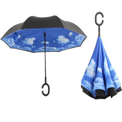 Inverted umbrella fully-automatic multi-color pongee c-handle inside out reverse folding windproof MINIMUM 17PCS FEDEX free shipping