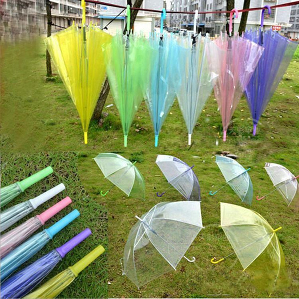 2017 Transparent Clear Umbrella Dance Performance Long Handle Umbrellas Colorful Beach Umbrella For Men Women Children Kids Umbrellas