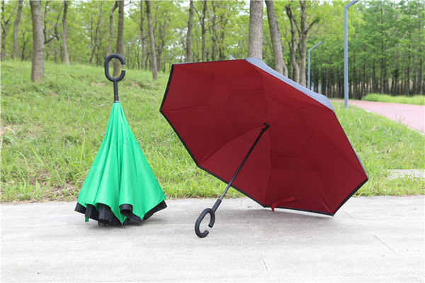 Non holding type C double deck reverse umbrella for automobile safety sunshade sunshade straight rod umbrella