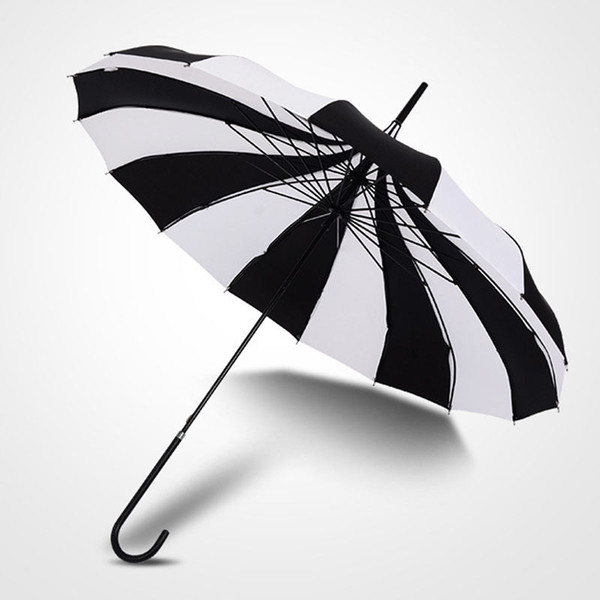 Fashion Pagoda Umbrella Victorian Wedding Straight Umbrella with Black and White Stripe Color Household Sundries Umbrellas